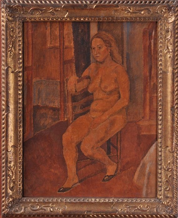 EUROPEAN SCHOOL: SEATED FEMALE NUDE