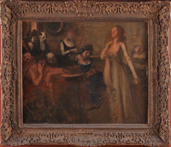 EUROPEAN SCHOOL: THE RECITAL Oil on