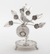 EUROPEAN SILVER FLOWER & BIRD