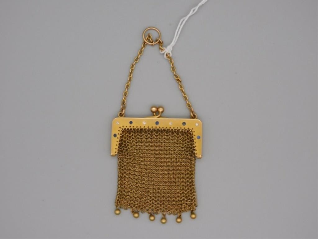 EVENING BAG 14KT GOLD MESH, INSET