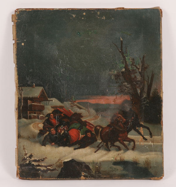 Evening winterscape depicting
