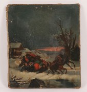 Evening winterscape depicting