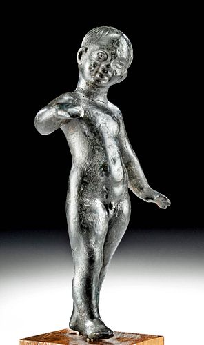 EXHIBITED ROMAN BRONZE NUDE BOY,