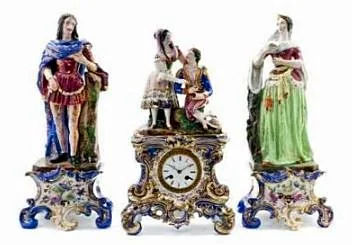 Paris Porcelain Clock Garniture the clock