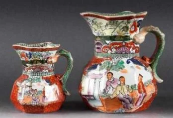 Mason ironstone Enamel transfer decorated jugs in the chinoiserie taste second quarter-19thC