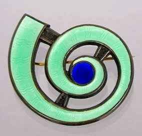 Mid-Century Modernist Enamel Brooch by Jan Tostrup, Norway, ca. 1950's