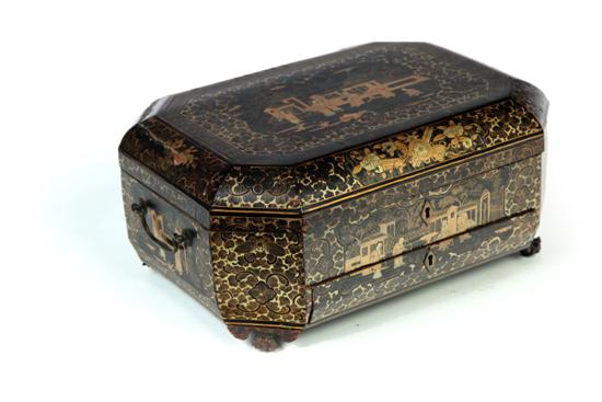 EXPORT LACQUERED SEWING CADDY. 