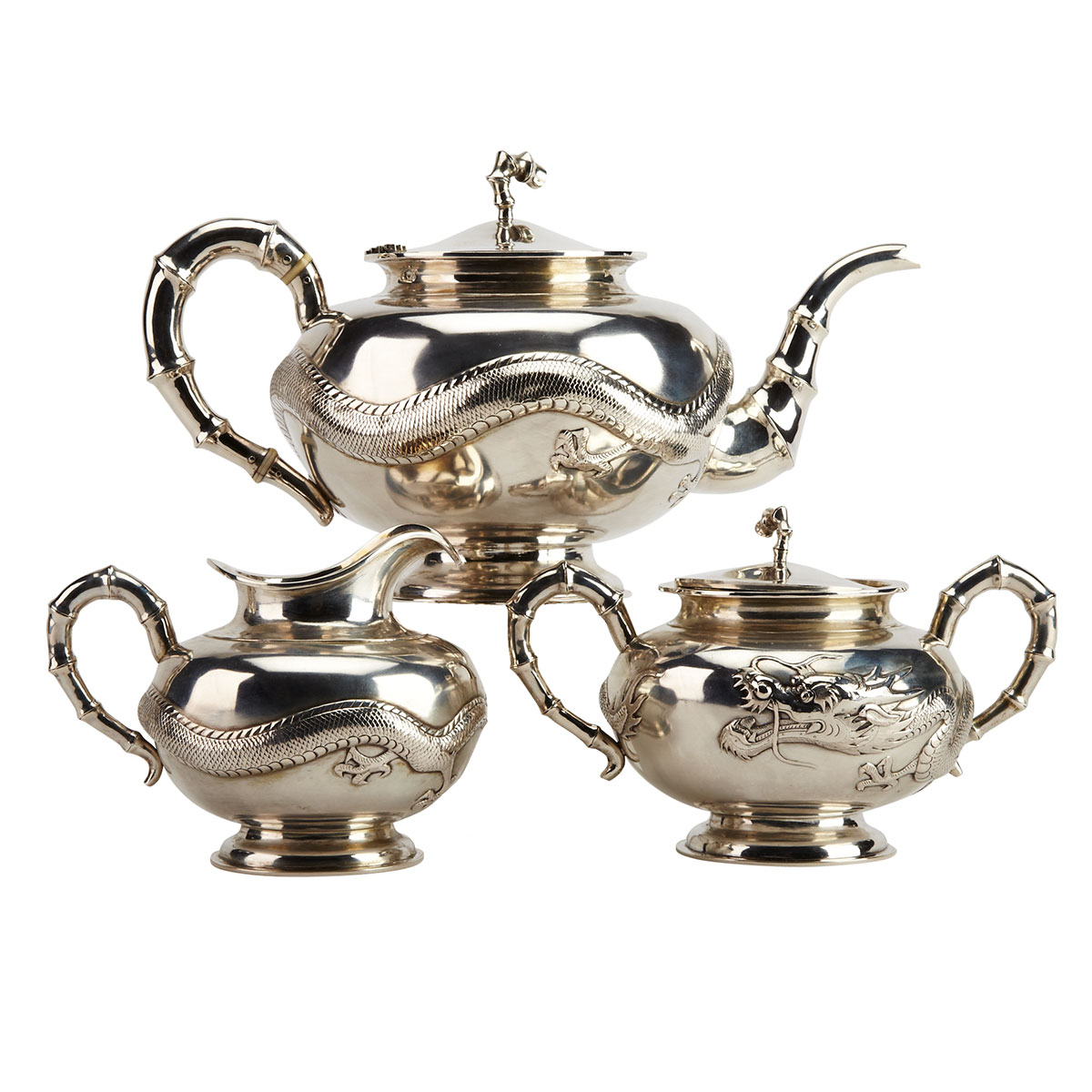 Export Silver Three Piece Tea Set