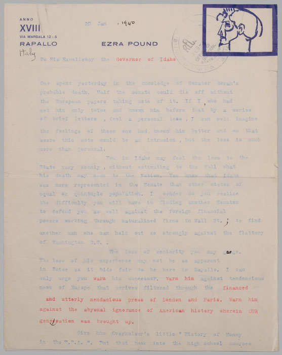 Ezra Pound Autograph Letter,