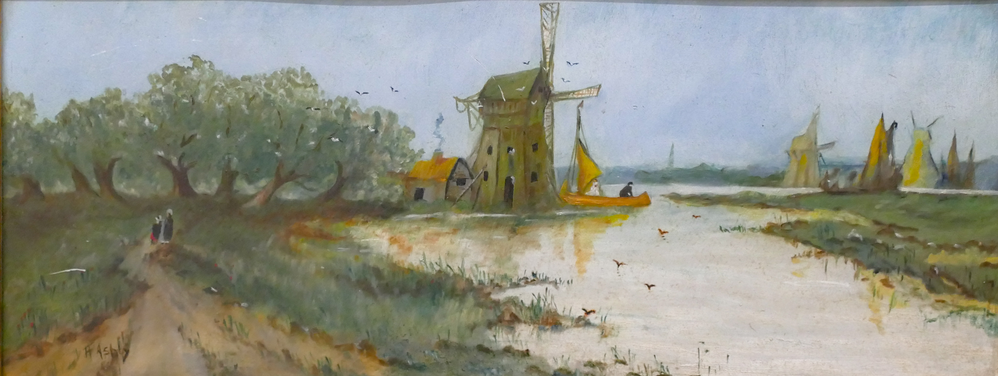 F Ashby Marsh Landscape Scene Oil