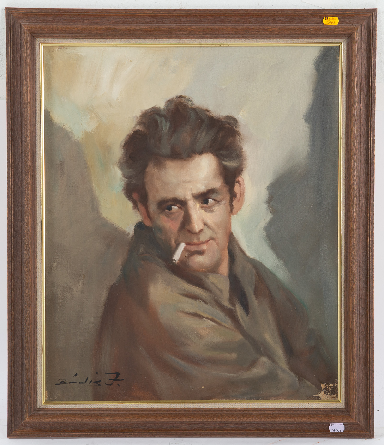 F. BODIS. MAN WITH CIGARETTE, OIL