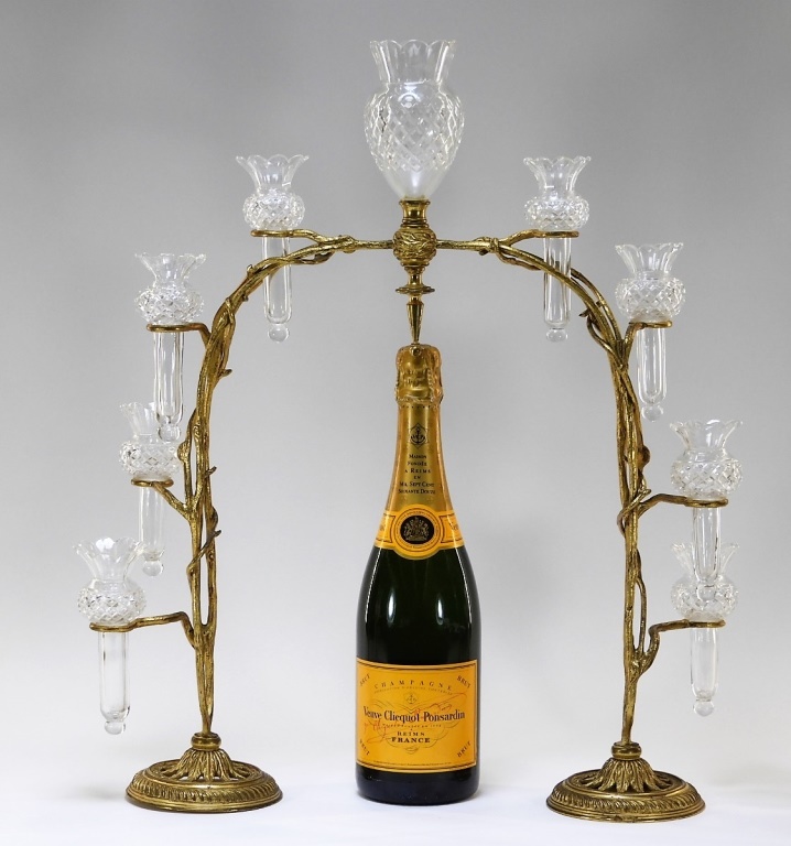 F & C OSLER GILT BRONZE CUT GLASS
