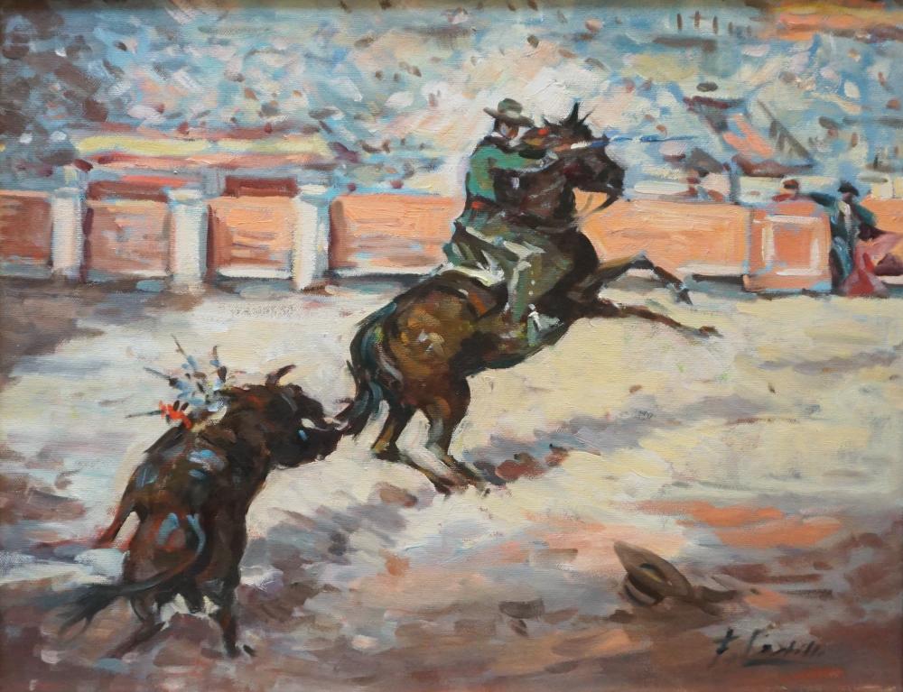 F. CASTILLO, MATADORS, OIL ON