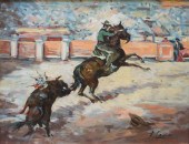 F. CASTILLO, MATADORS, OIL ON