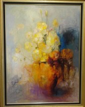 F. Felmart, o/c, vase of yello