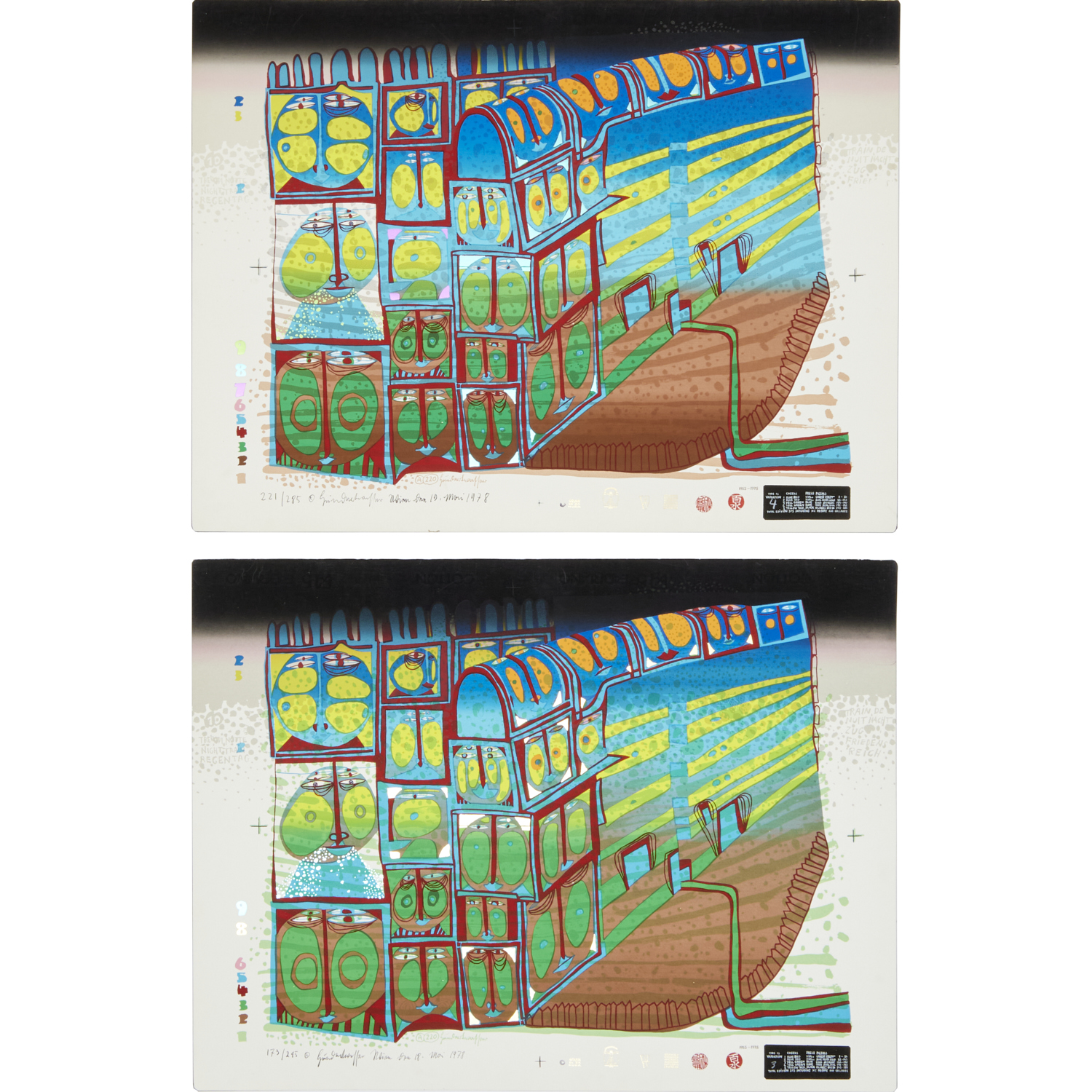 F. HUNDERTWASSER, PAIR SIGNED