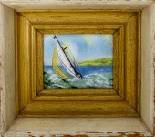 F. POLK SAILBOAT PAINTED CERAM