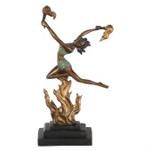 F. PREISS 1862-1943 BRONZE FLA