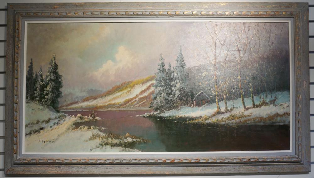 F. WALDNER, WINTER RIVER LANDSCAPE,