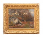 F.A. BRIDGMAN, 'COWS IN A WOOD