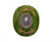 FABERGE 14K GOLD, NEPHRITE, DI