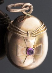 FABERGE 14K GOLD & RUBY MALTES