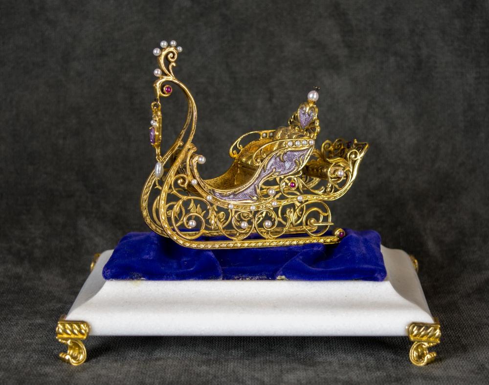 FABERGE JEWELED VERMEIL SILVER