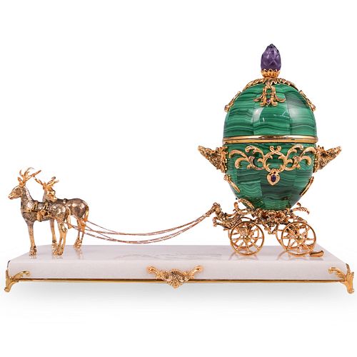 FABERGE MALACHITE REINDEER COACH