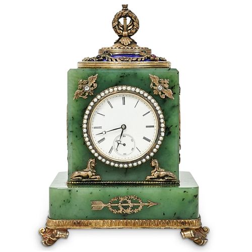 FABERGE NEPHRITE, ENAMEL AND SILVER