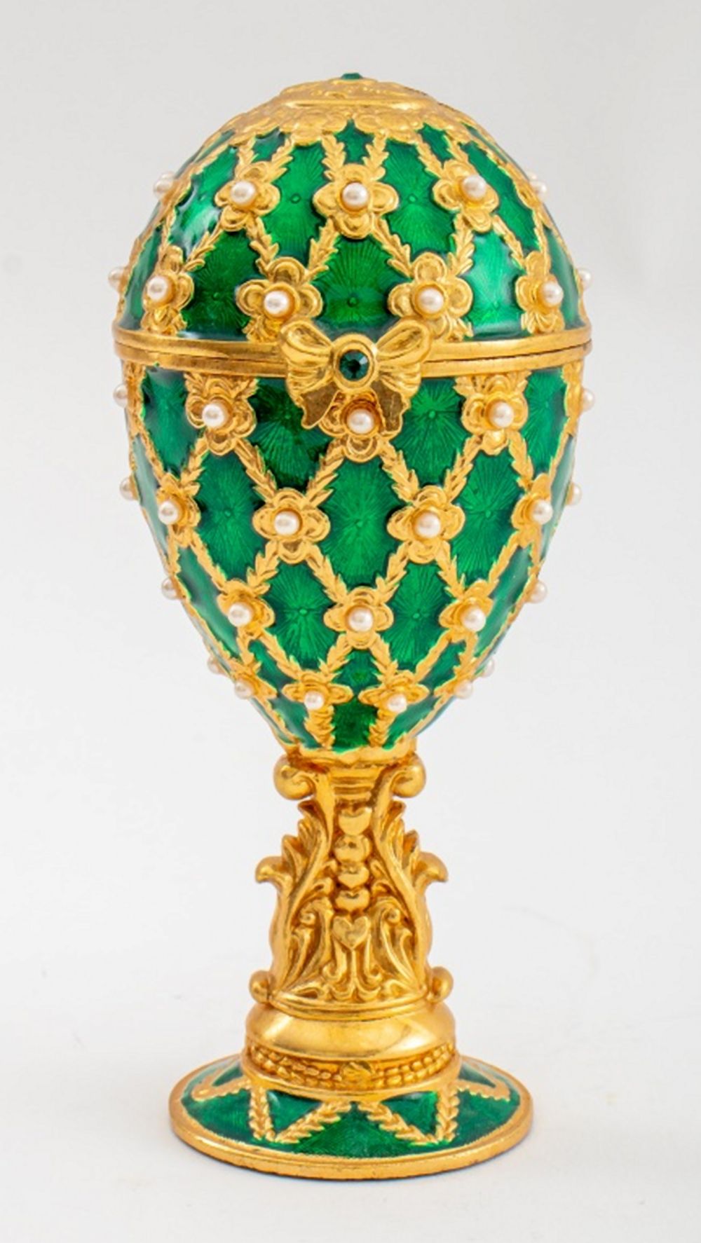 FABERGE STYLE GREEN EASTER EGG BY