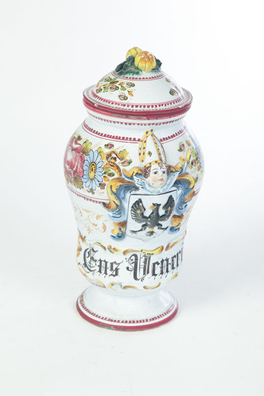 FAIENCE APOTHECARY JAR.  Pottery