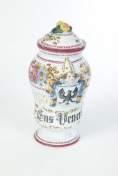 FAIENCE APOTHECARY JAR.  Potte