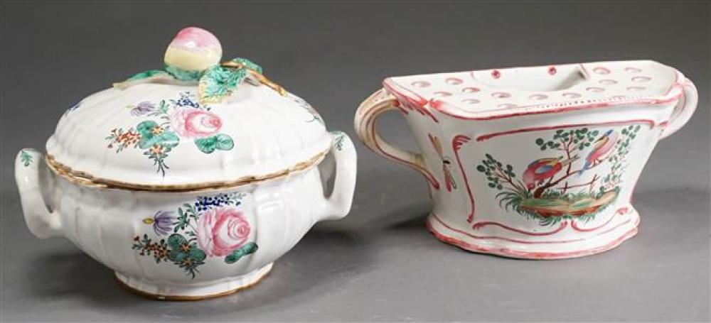 FAIENCE COVERED DISH AND BULB