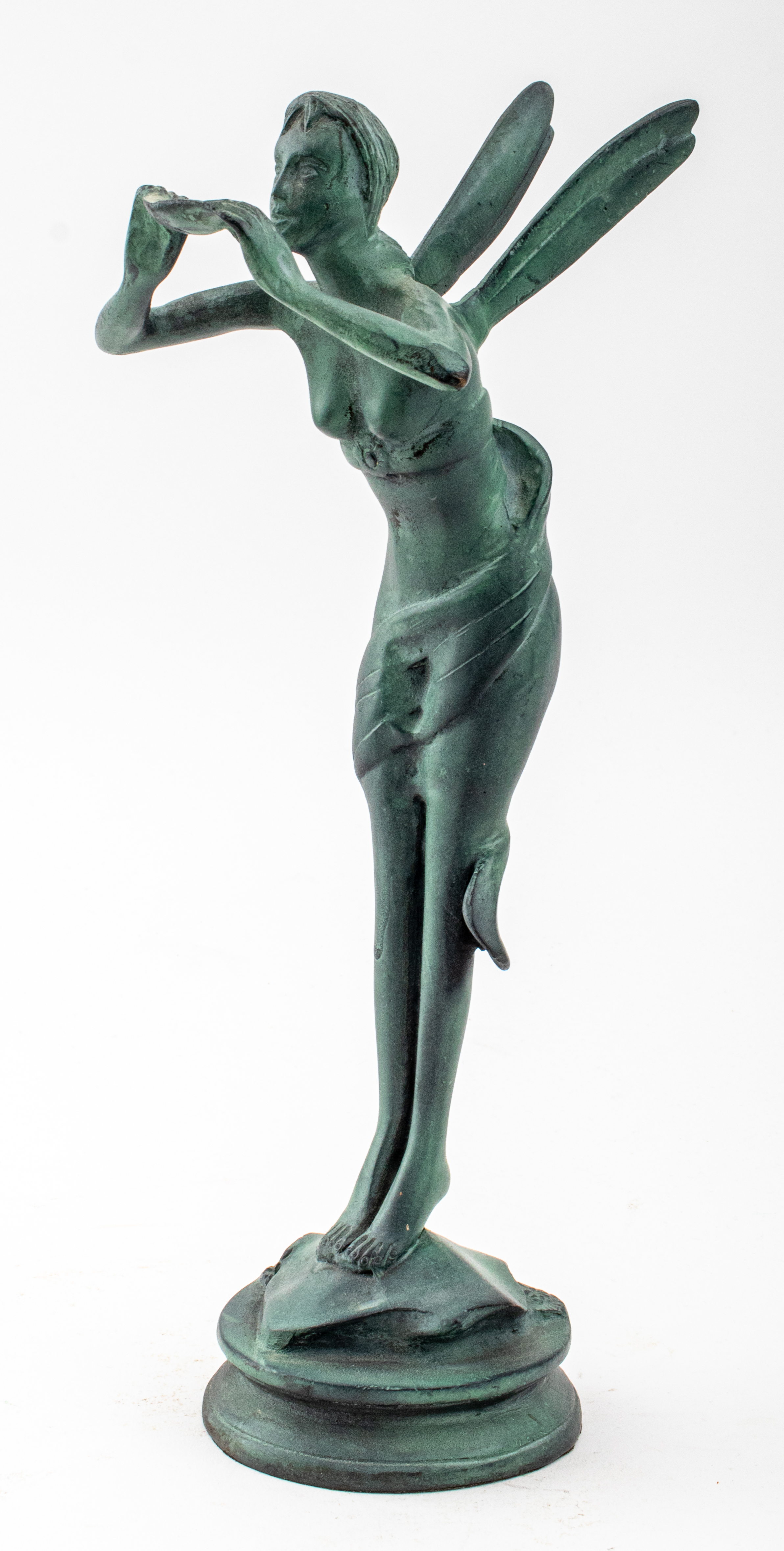 FAIRY PLAYING LUTE BRONZE SCULPTURE