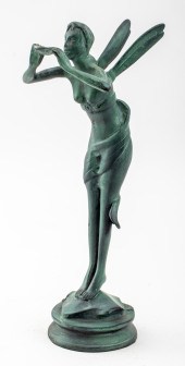 FAIRY PLAYING LUTE BRONZE SCUL