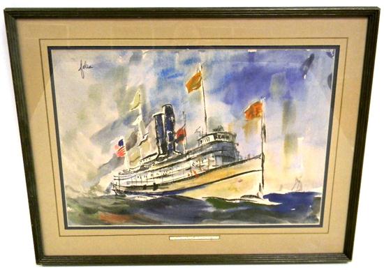 Fales  watercolor  ''Steamboat