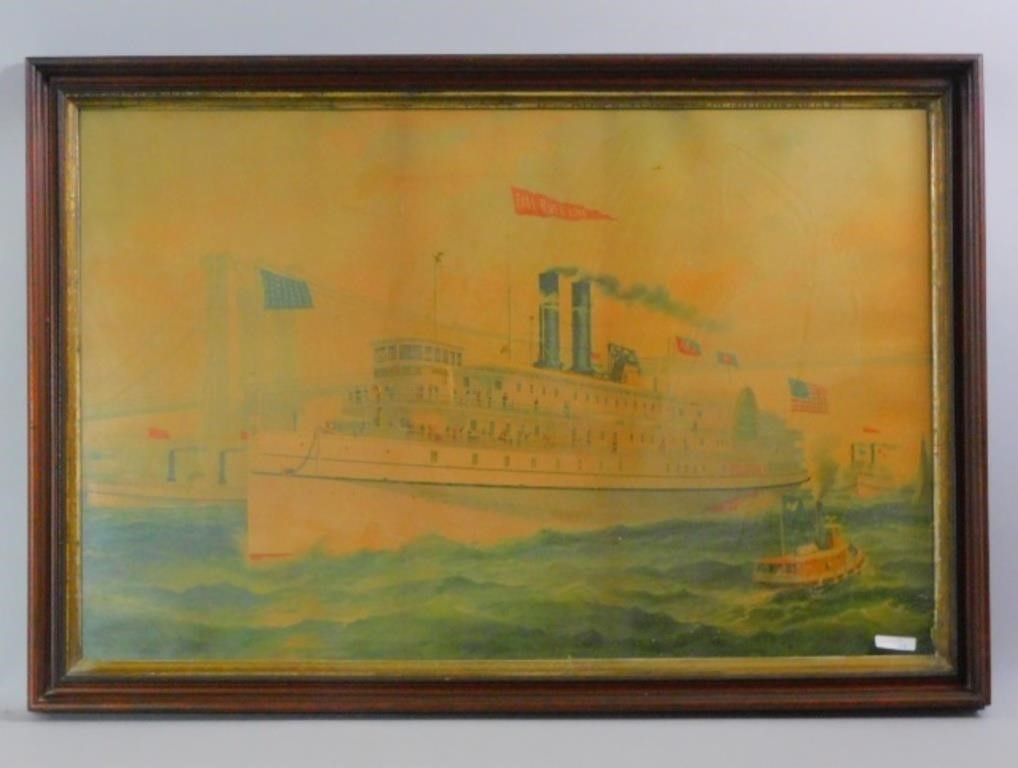 FALL RIVER LINE COLORED LITHOGRAPH,