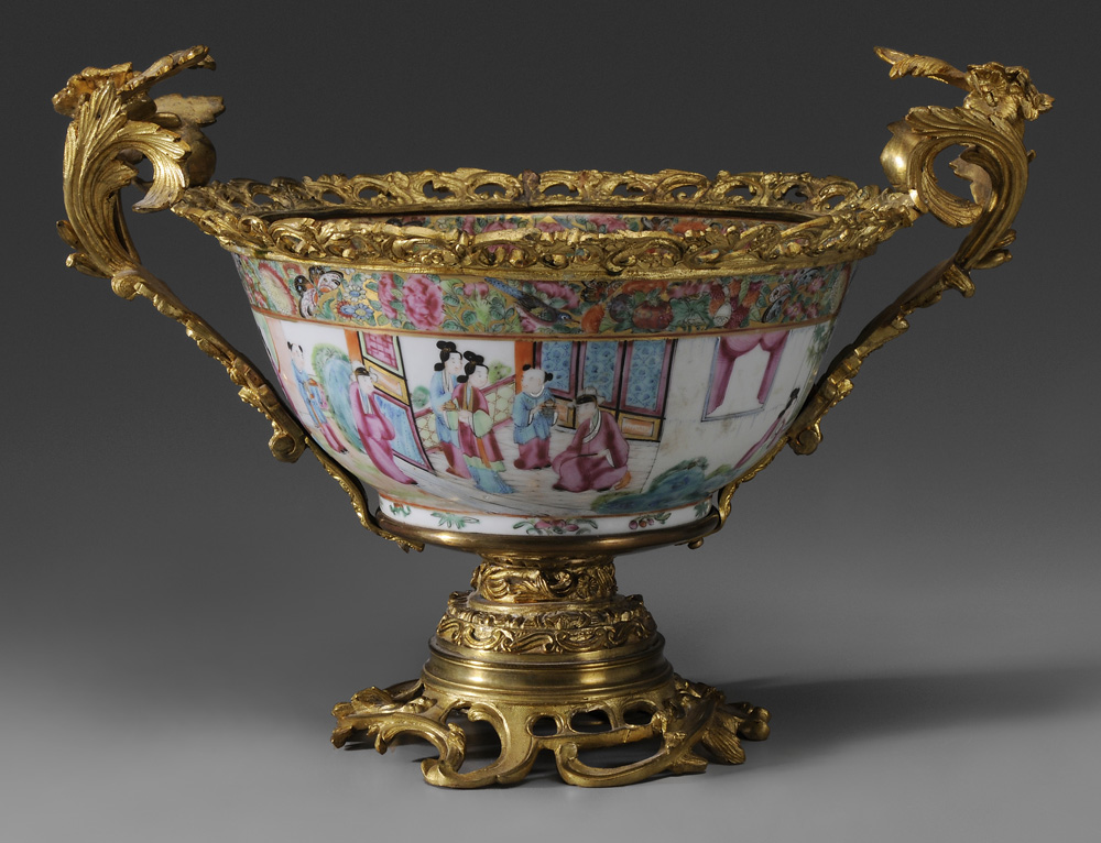 [Famille Rose] Bowl, Gilt Bronze
