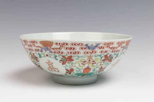 FAMILLE ROSE BOWL, JIAQING MARK AND