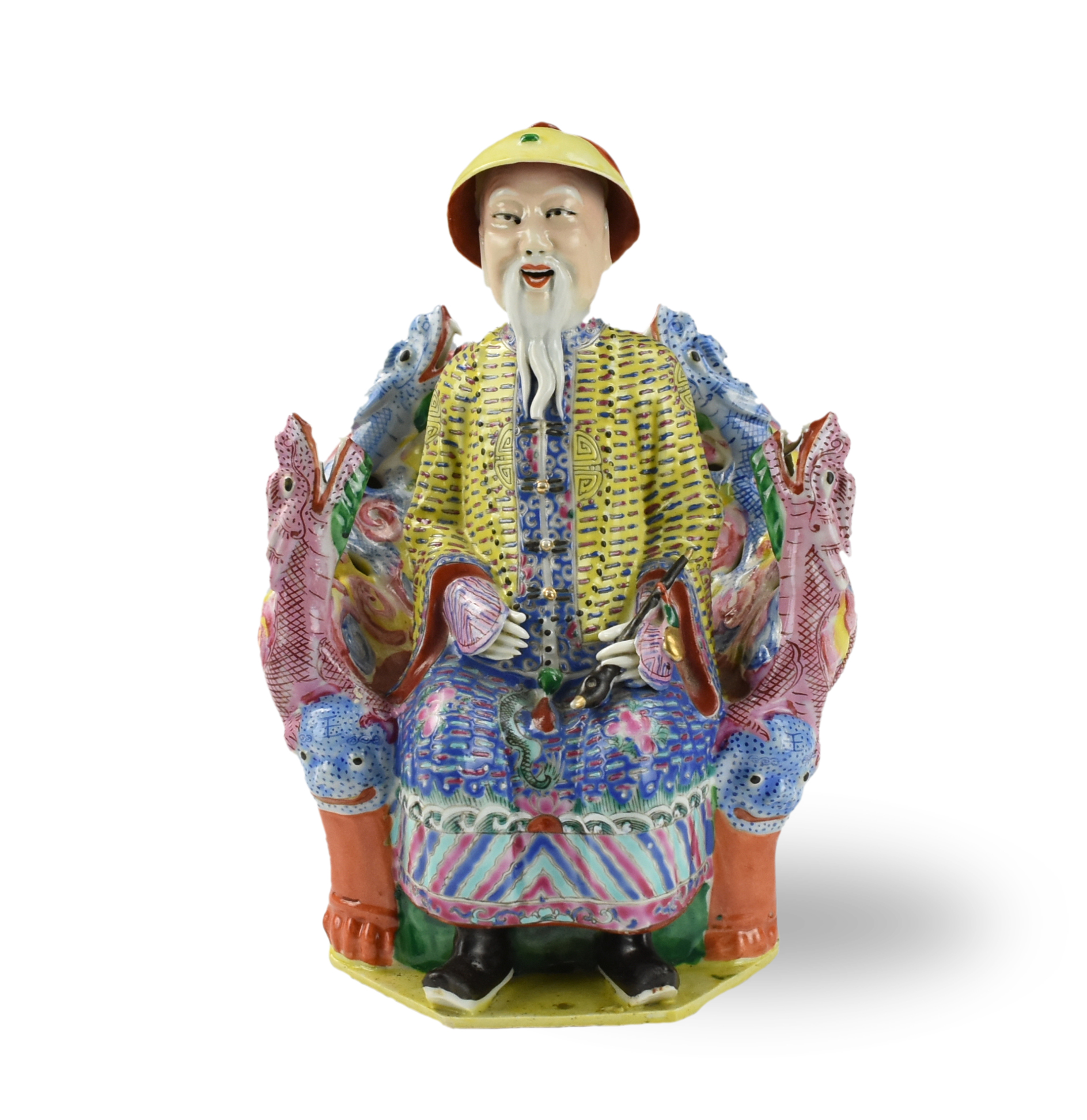 FAMILLE ROSE EMPEROR FIGURE ON