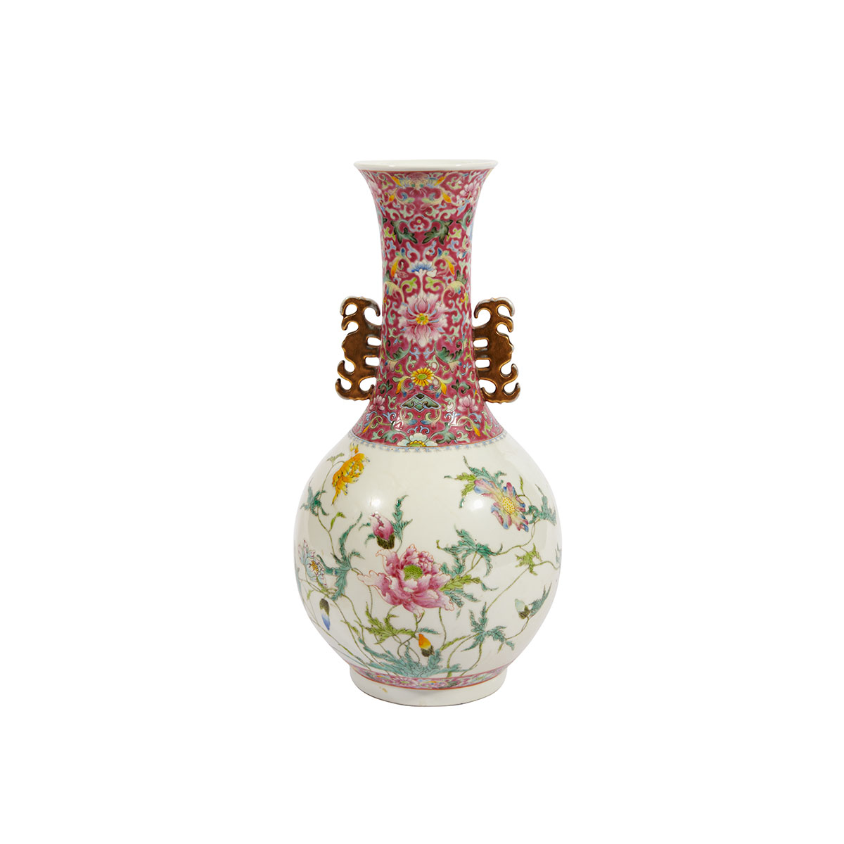 Famille Rose Floral Vase Qianlong