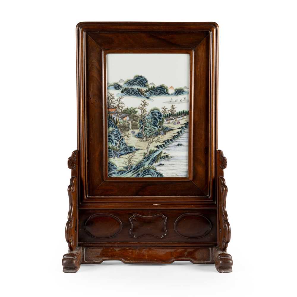FAMILLE ROSE PORCELAIN PLAQUE INSET