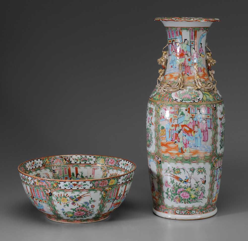 Famille Rose Porcelain Vase, Bowl