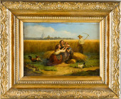 FAMILY AT HARVEST OIL ON CANVA