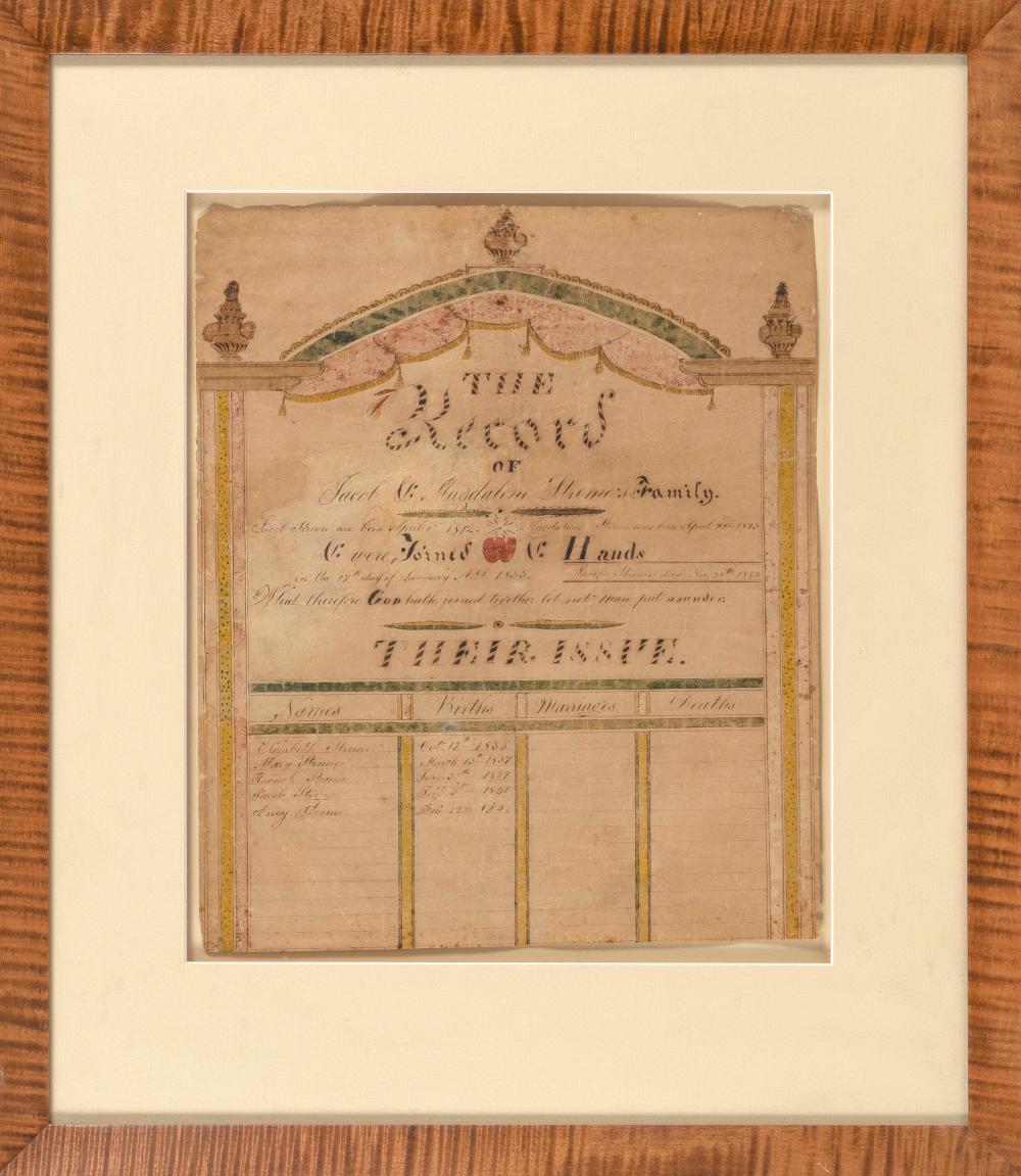 FAMILY RECORD MID-19TH CENTURY