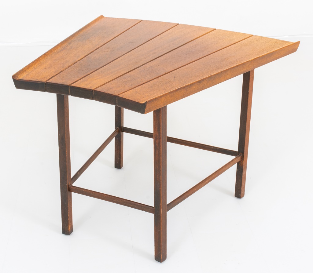 FAN SHAPED TEAK OCCASIONAL TABLE