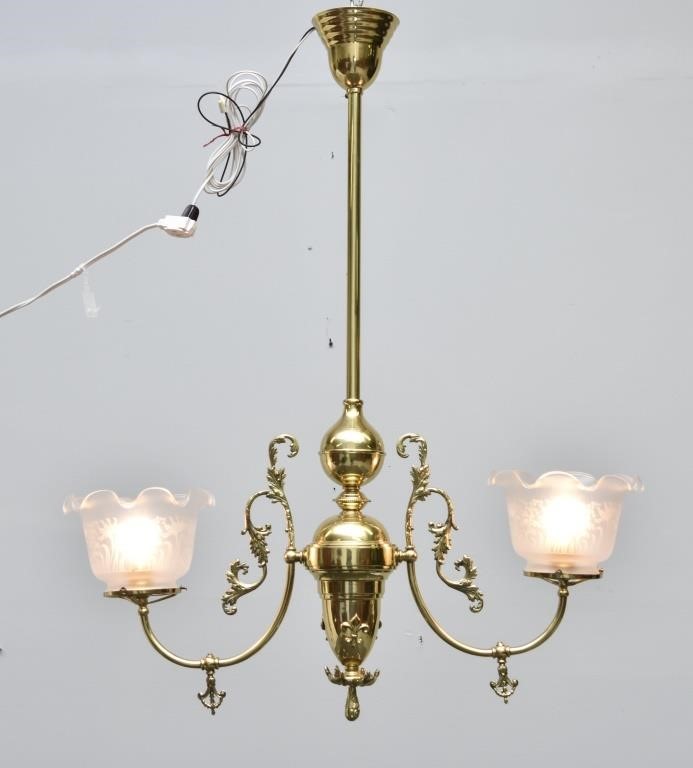 Fancy brass Victorian two-light