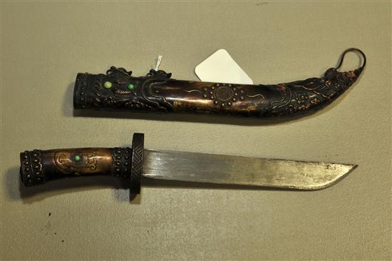 FANCY DAGGER IN ORNATE SHEATH.