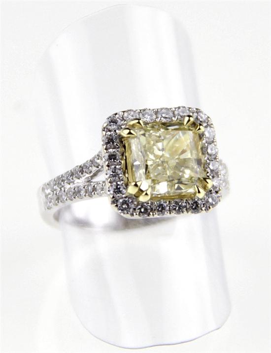 Fancy intense yellow diamond ring