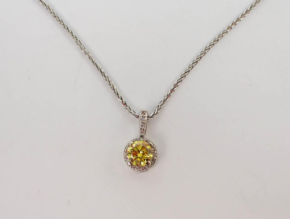 FANCY YELLOW DIAMOND AND WHITE GOLD